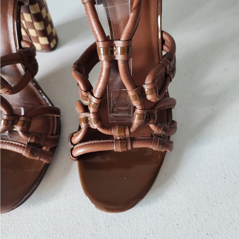 Tory Burch sz 8 1/2 Chic Brown Strappy Heels Excellent condition - Picture 7 of 7